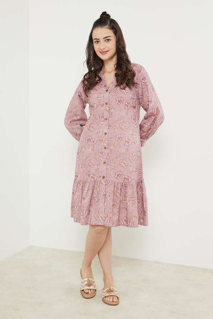 Printed-Cotton-Flex-Collar-Neck-Women-s-Ethnic-Dress