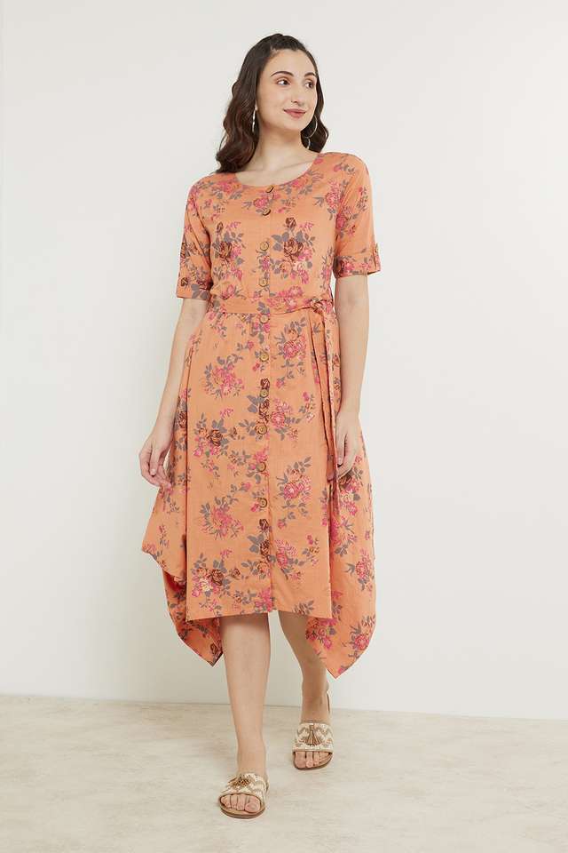 Printed-Cotton-Blend-Boat-Neck-Women-s-Ethnic-Dress