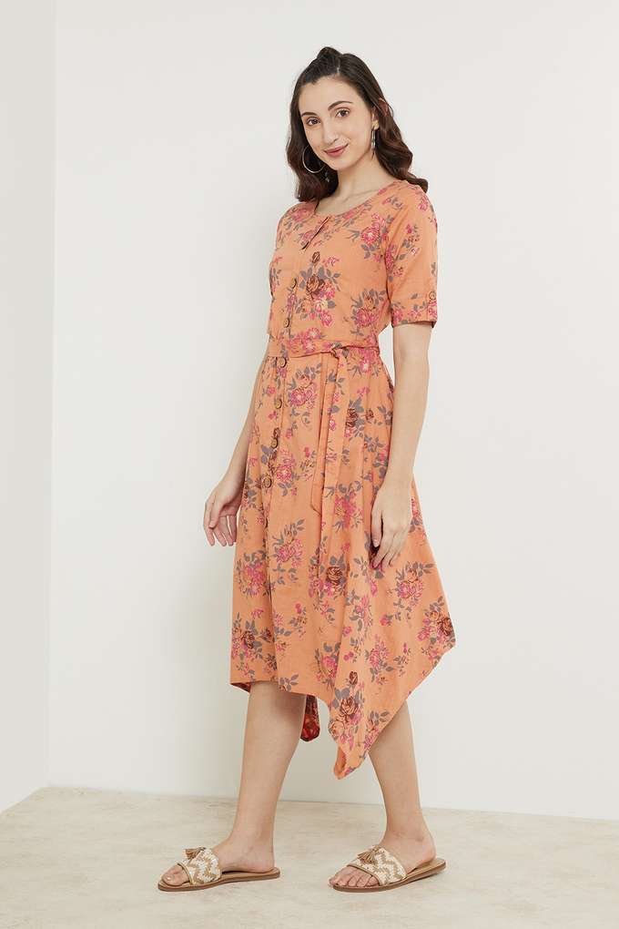 Printed-Cotton-Blend-Boat-Neck-Women-s-Ethnic-Dress