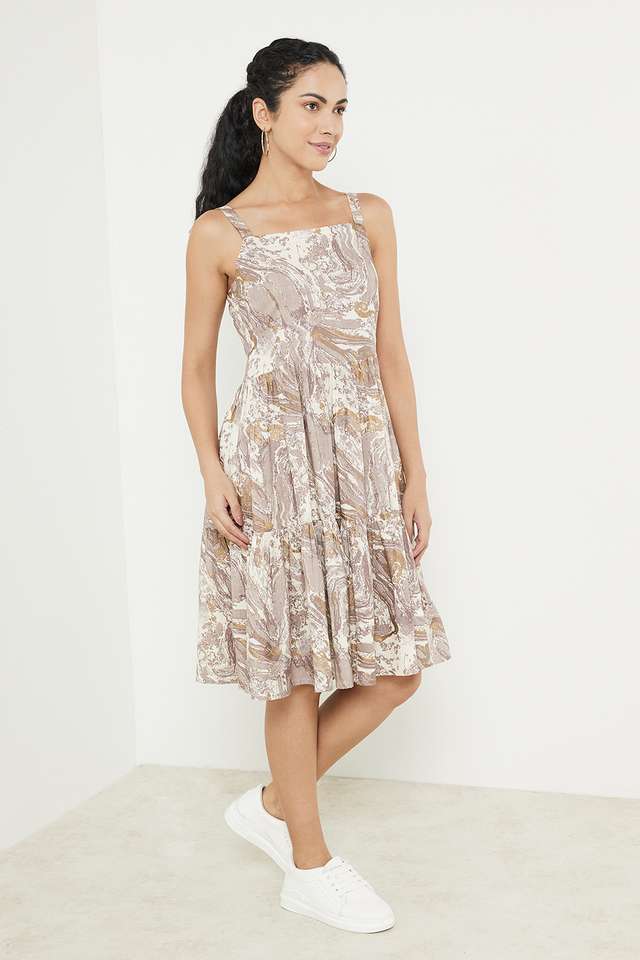 Printed-Square-Neck-Rayon-Women-s-Knee-Length-Dress