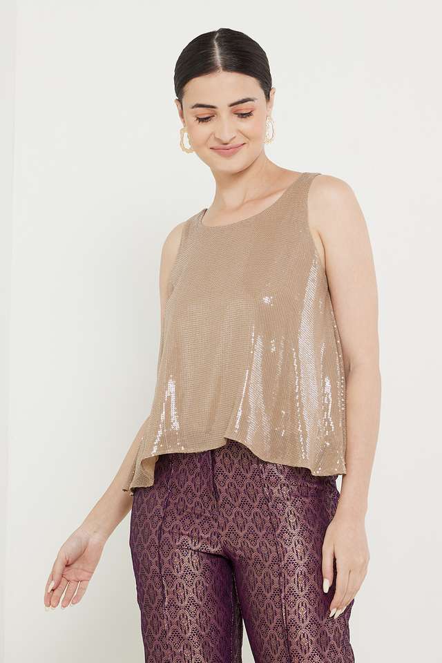 Printed-Viscose-Blend-Boat-Neck-Women-s-Top