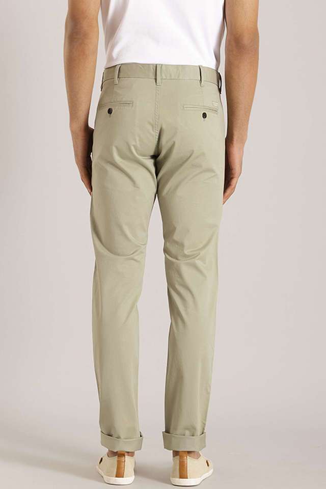Solid-Cotton-Blend-Slim-Fit-Men-s-Casual-Trousers