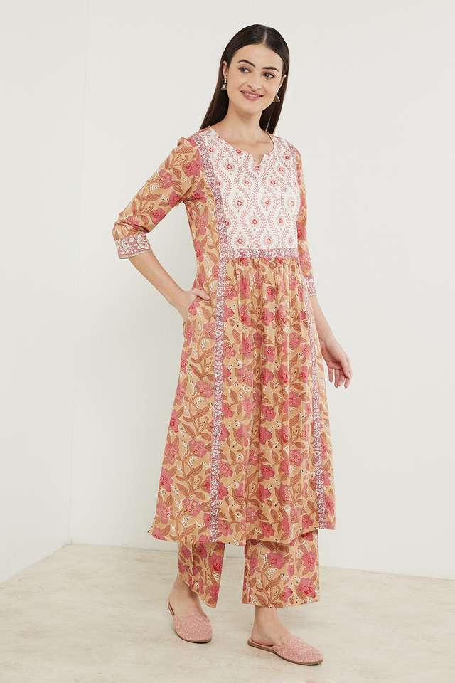 Printed-Cotton-Round-Neck-Women-s-Casual-Wear-Kurta