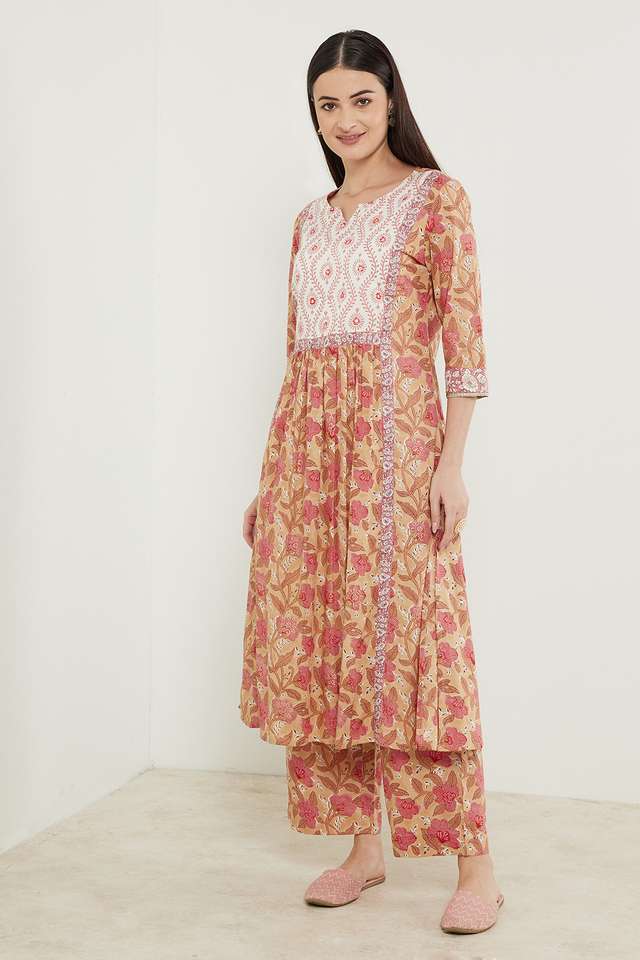 Printed-Cotton-Round-Neck-Women-s-Casual-Wear-Kurta