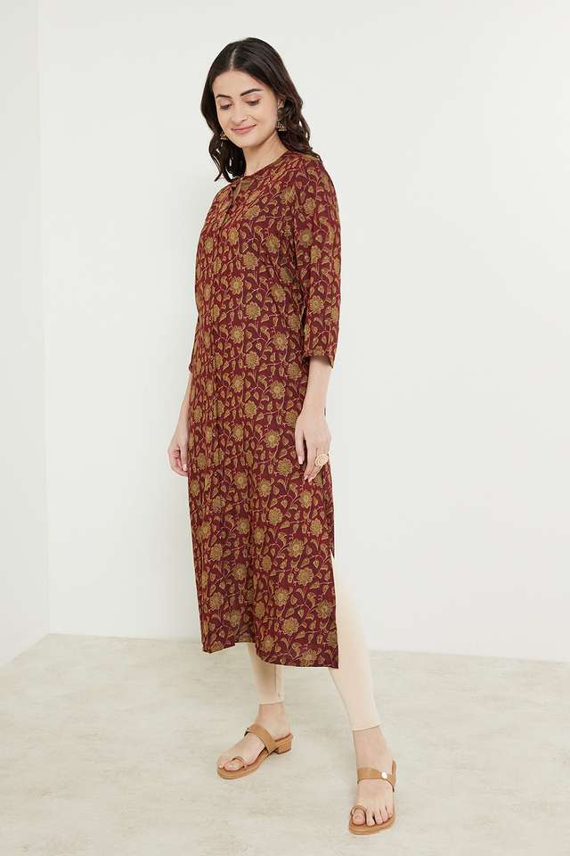 Printed-Viscose-Blend-Mandarin-Women-s-Casual-Wear-Kurta