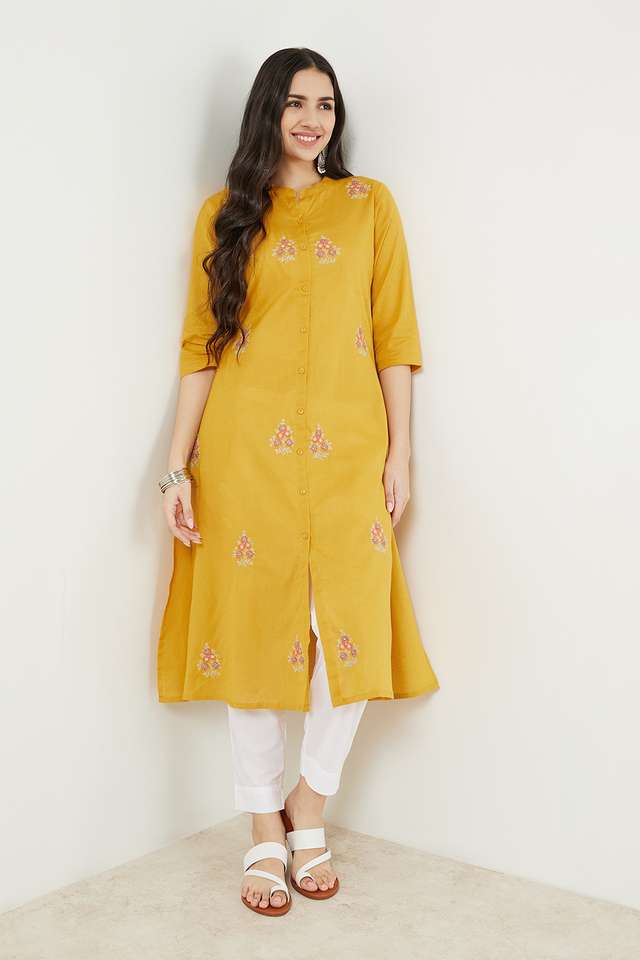 Solid-Flex-Mandarin-Women-s-Kurta