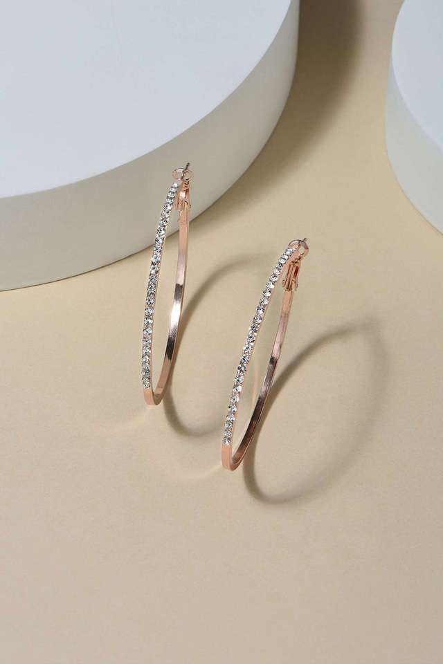 White-Rose-Gold-Plated-Cz-Stone-Studded-Party-Wear-Alloy-Hoop-Earrings-For-Women