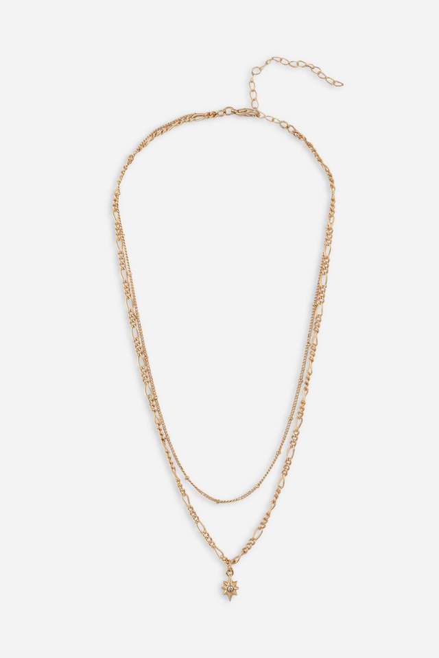 Gold-Plated-Chakra-With-Cz-Stone-Studded-Charm-With-Ball-Chain-Layered-Necklace-For-Women