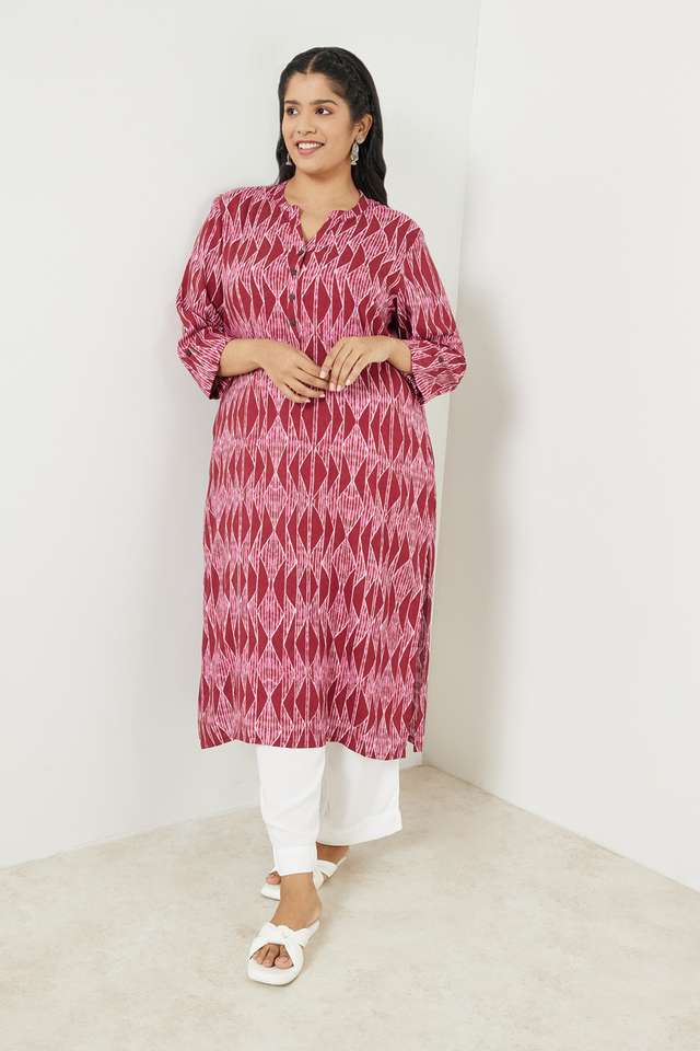 Plus-Size-Printed-Rayon-Collared-Women-s-Casual-Wear-Kurta