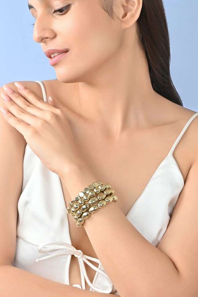 Multi-Strand-Gold-Toned-Beaded-Bracelet-for-Women