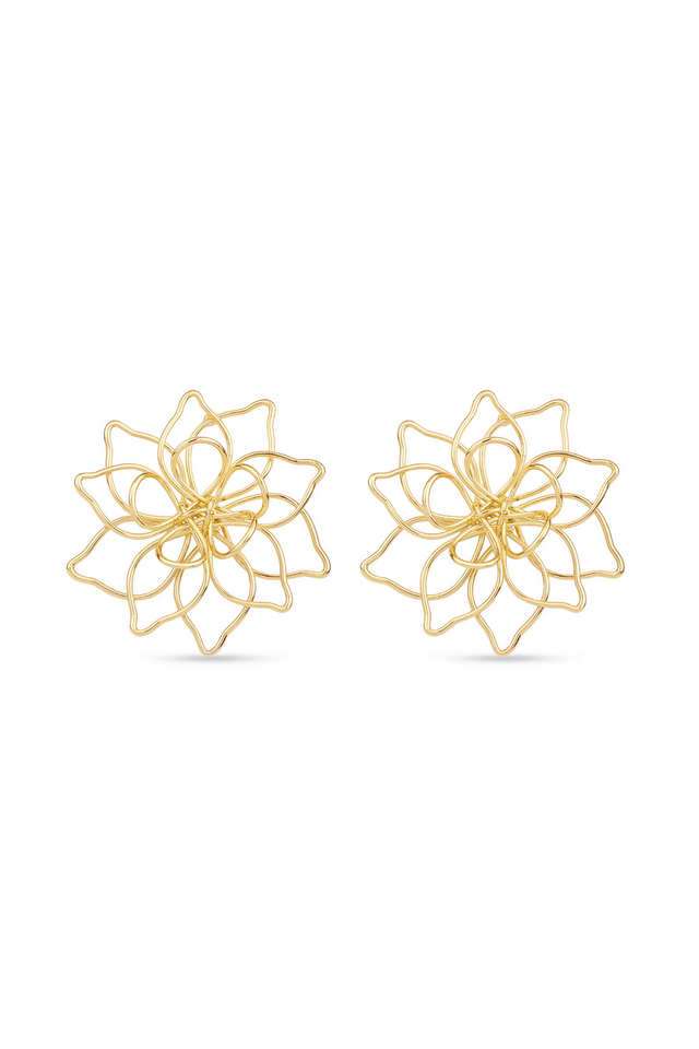 Gold-Plated-Floral-Shaped-Earrings-For-Women