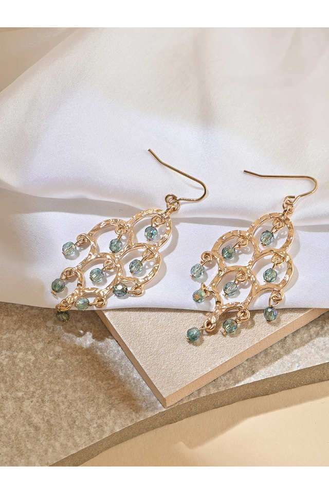 Gold-Plated-Laced-Drop-Earrings-For-Women