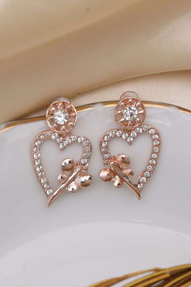 Elegant-Rose-Gold-Filigiri-Diamonti-Studs.-Rose-Gold-Toned-Studs-With-Heart-Butterfly-Earrings.