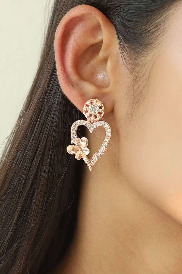 Elegant-Rose-Gold-Filigiri-Diamonti-Studs.-Rose-Gold-Toned-Studs-With-Heart-Butterfly-Earrings.