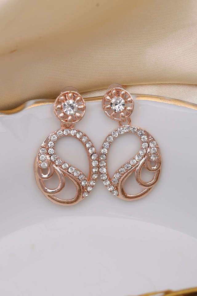 Elegant-Rose-Gold-Filigiri-Diamonti-Studs.-Rose-Gold-Toned-Studs-With-Oval-Shape-With-Curves-Earrings.
