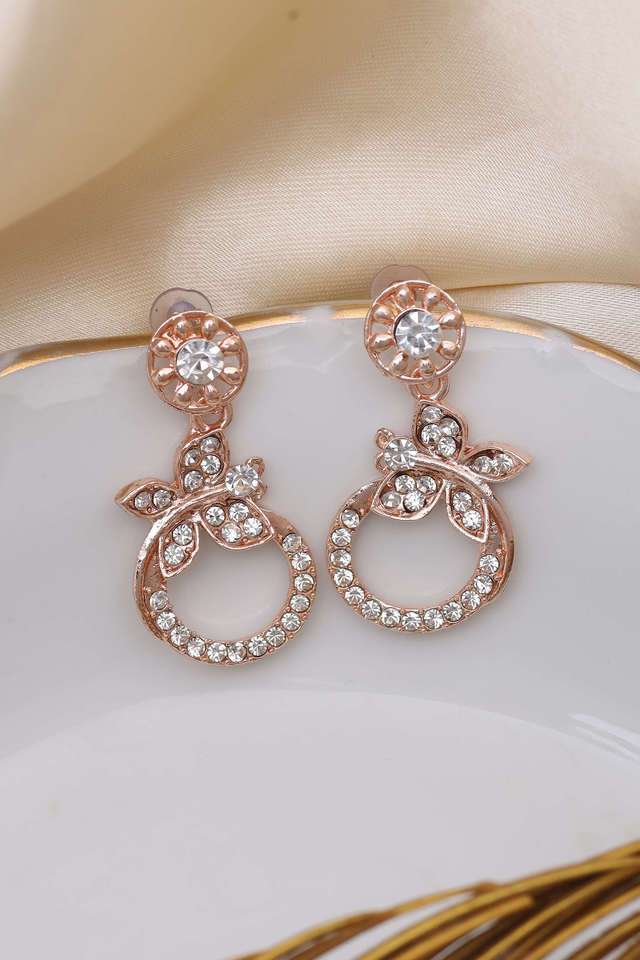 Elegant-Rose-Gold-Filigiri-Diamonti-Studs.-Rose-Gold-Toned-Studs-Circular-Shaped -With-Tiny-Butterflies.