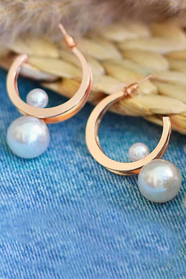 Circular-Rose-Gold-Toned-Pearl-Drop-Oversized-Double-Layer-Hoop-Earrings