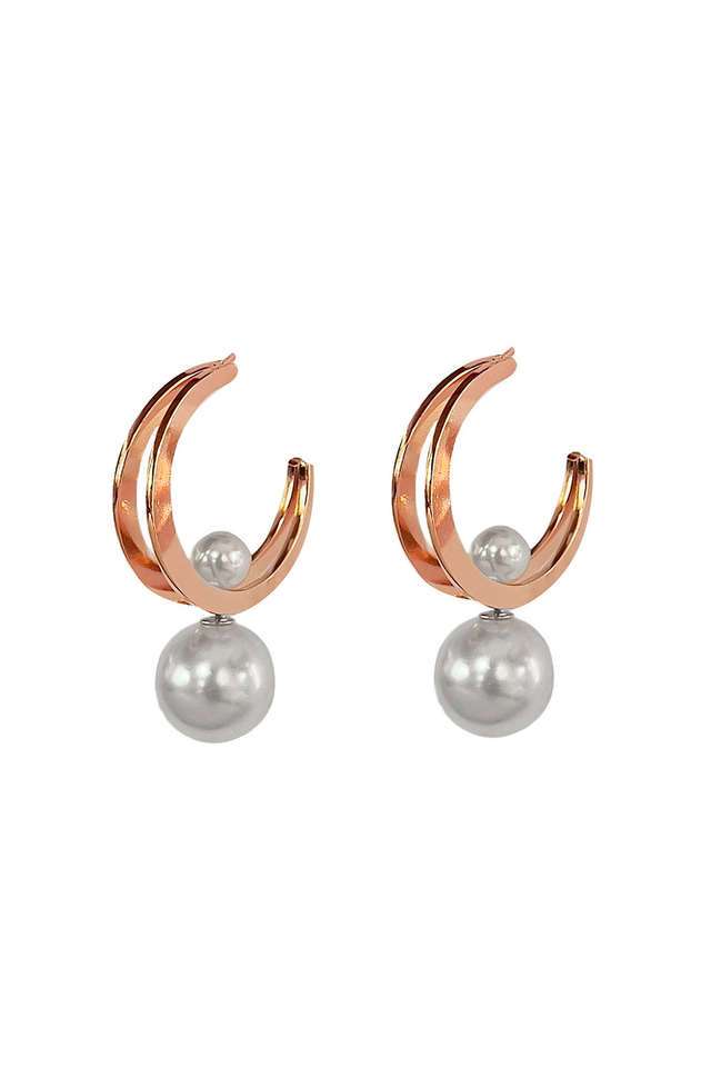 Circular-Rose-Gold-Toned-Pearl-Drop-Oversized-Double-Layer-Hoop-Earrings