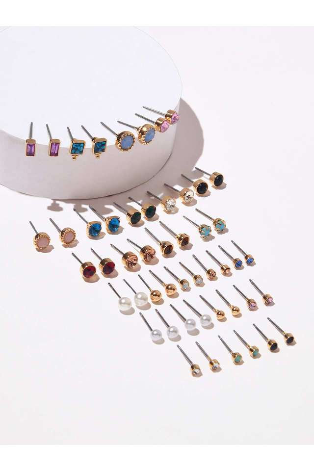 Alloy-Metal-Western-Push-Button-Clasp-Women-s-Earrings