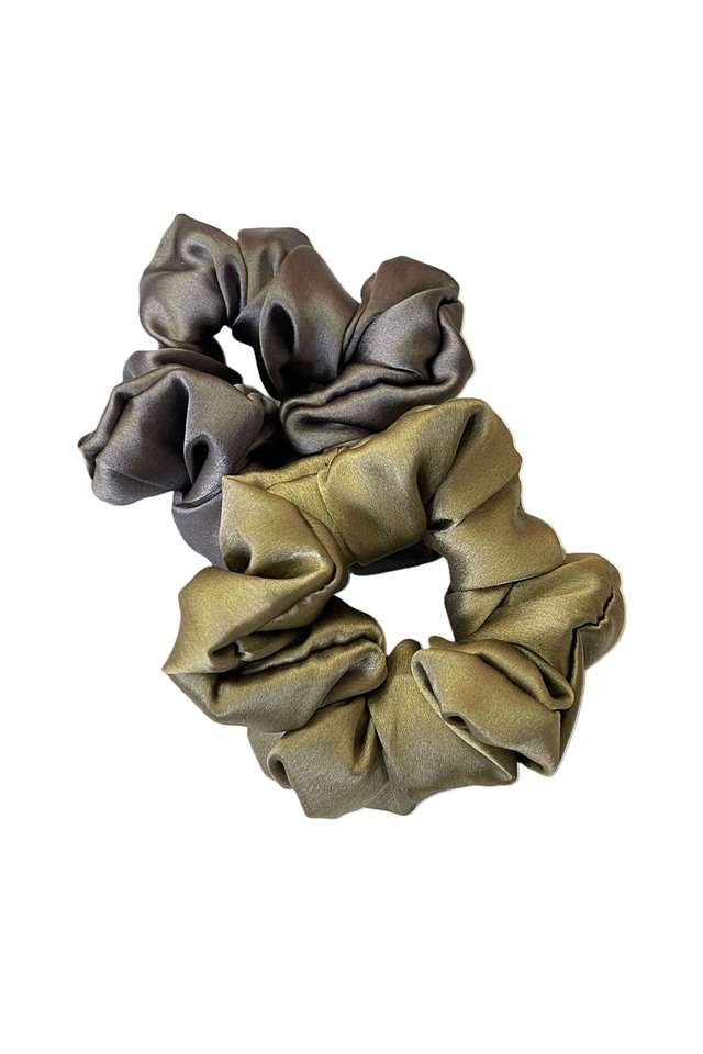 Set-Of-Three-Colorful-Satin-Scrunchie-Hair-Ties-And-Hair-Band