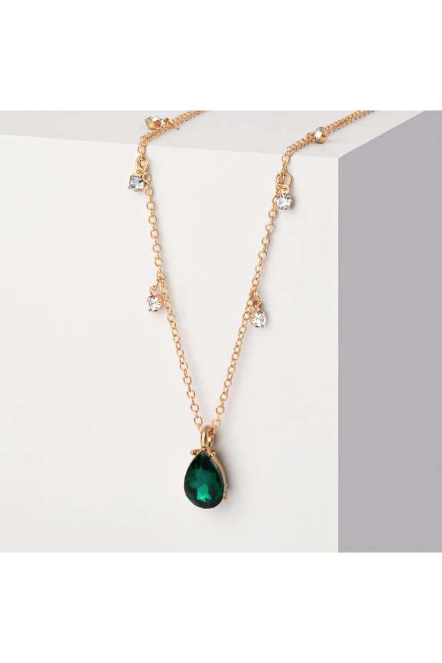 Gold-Plated-Green-Stone-Pendant-Necklace