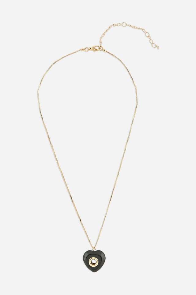 Gold-plated-Black-Heart-shaped-pendant-For-Women