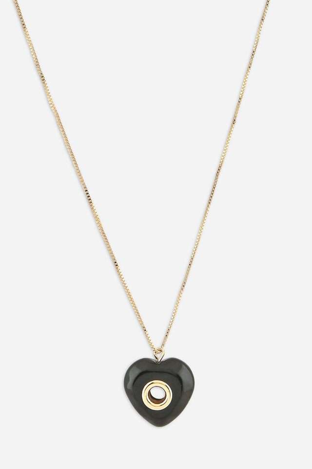 Gold-plated-Black-Heart-shaped-pendant-For-Women