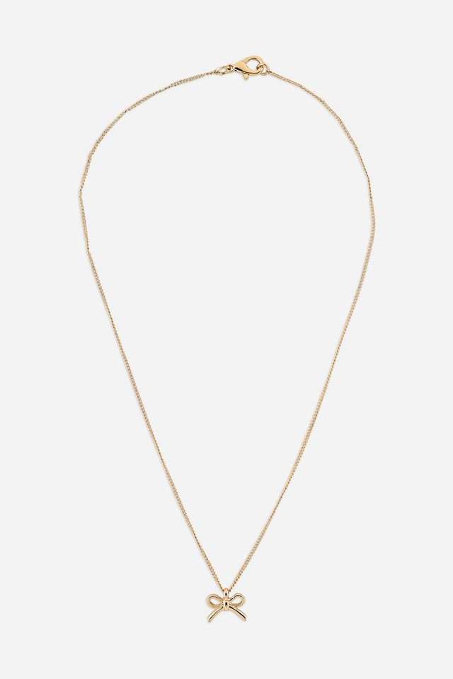 Gold-Plated-Bow-Charm-Necklace-for-Women