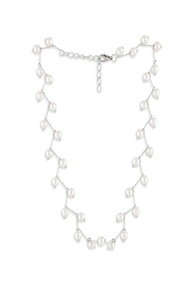 Woman-Silver-Toned-White-Silver-Plated-Necklace