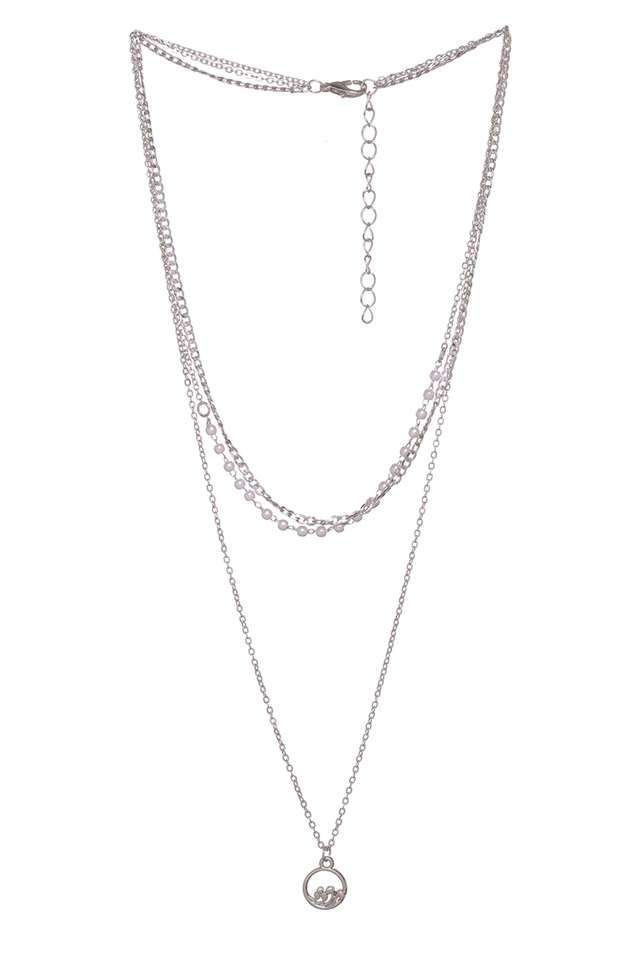 Buy Ayesha NoColour 3-Layered Silver Chain Necklace With Delicate