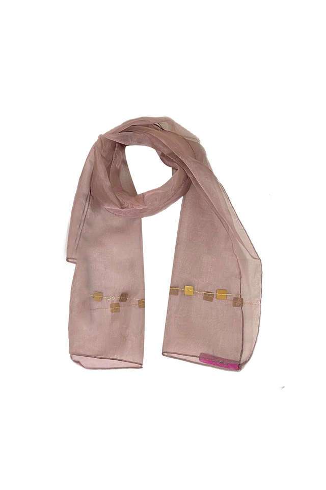 Brown-Nylon-Scarf-With-Gold-Embellishments