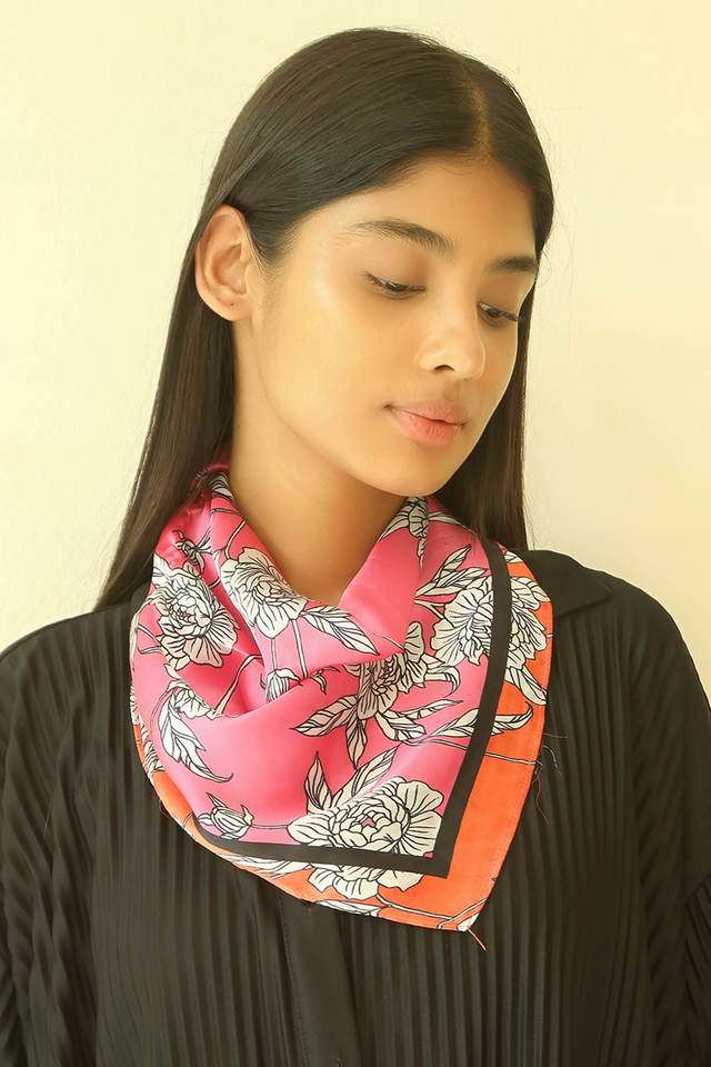 Pink-&-Red-Floral-Satin-Scarf