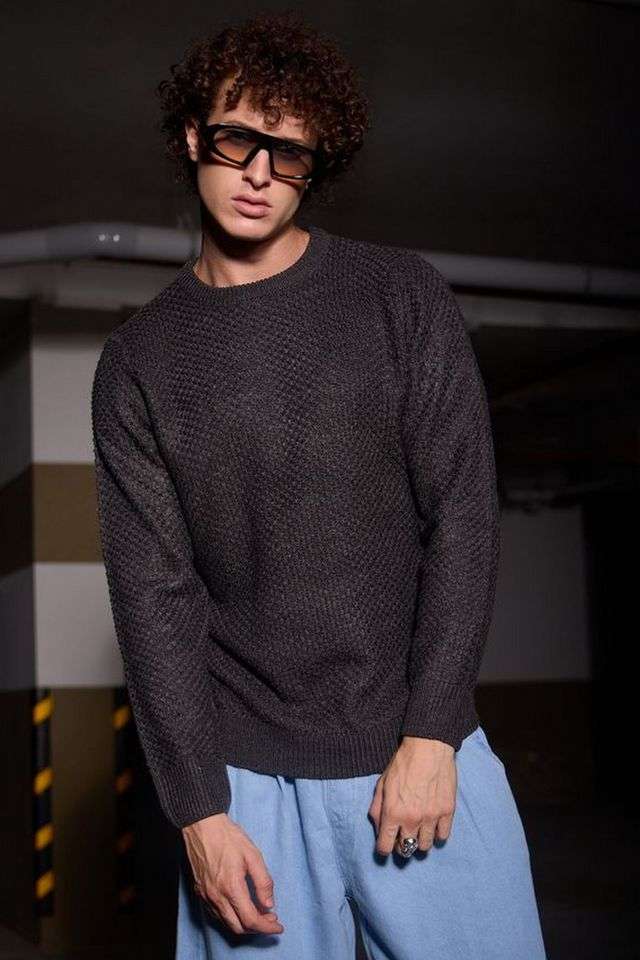 Solid-Blended-Fabric-Round-Neck-Men-s-Sweater