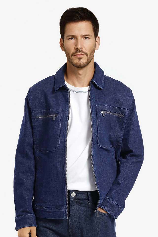 Solid-Denim-Regular-Fit-Men-s-Casual-Jacket