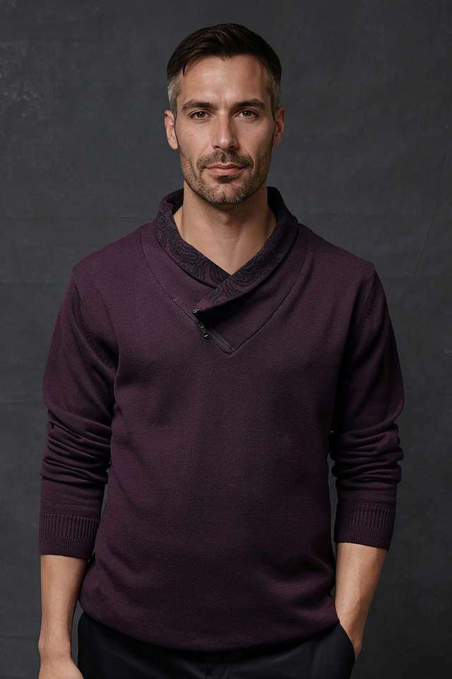 Solid-Cotton-Polo-Men-s-Sweater