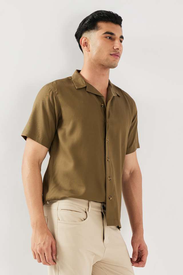 Solid-Lyocell-Slim-Fit-Men-s-Casual-Wear-Shirt