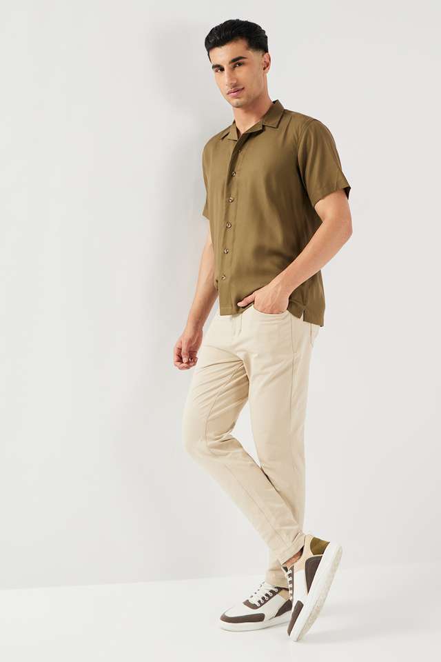 Solid-Lyocell-Slim-Fit-Men-Casual-Wear-Shirt