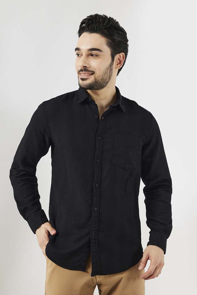 Textured-Cotton-Slim-Fit-Men-s-Casual-Wear-Shirt