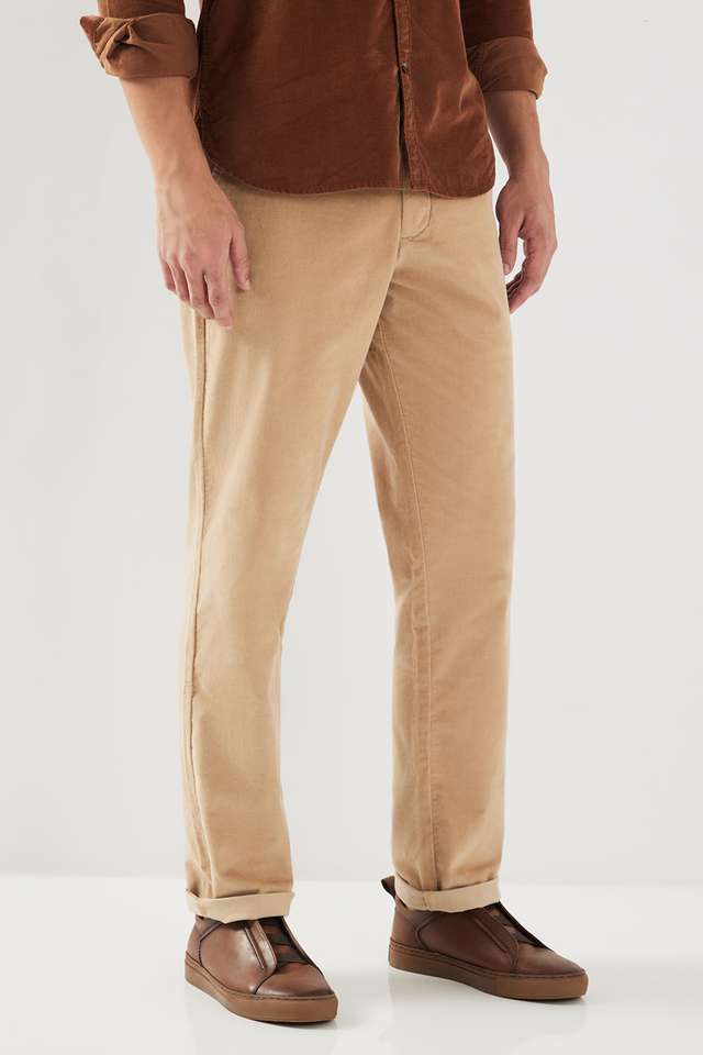 Solid-Cotton-Blend-Slim-Fit-Men-s-Casual-Wear-Trousers