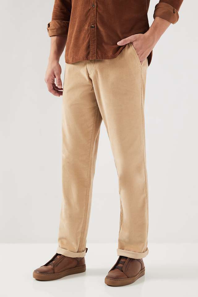 Solid-Cotton-Blend-Slim-Fit-Men-s-Casual-Wear-Trousers