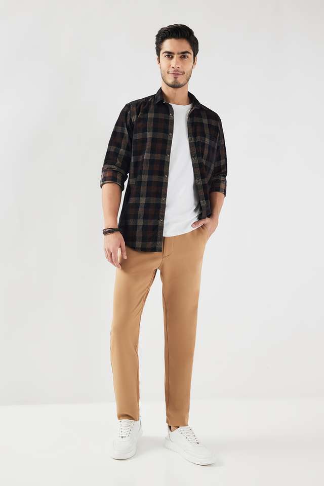 Solid-Blended-Fabric-Slim-Fit-Men-s-Casual-Wear-Trousers