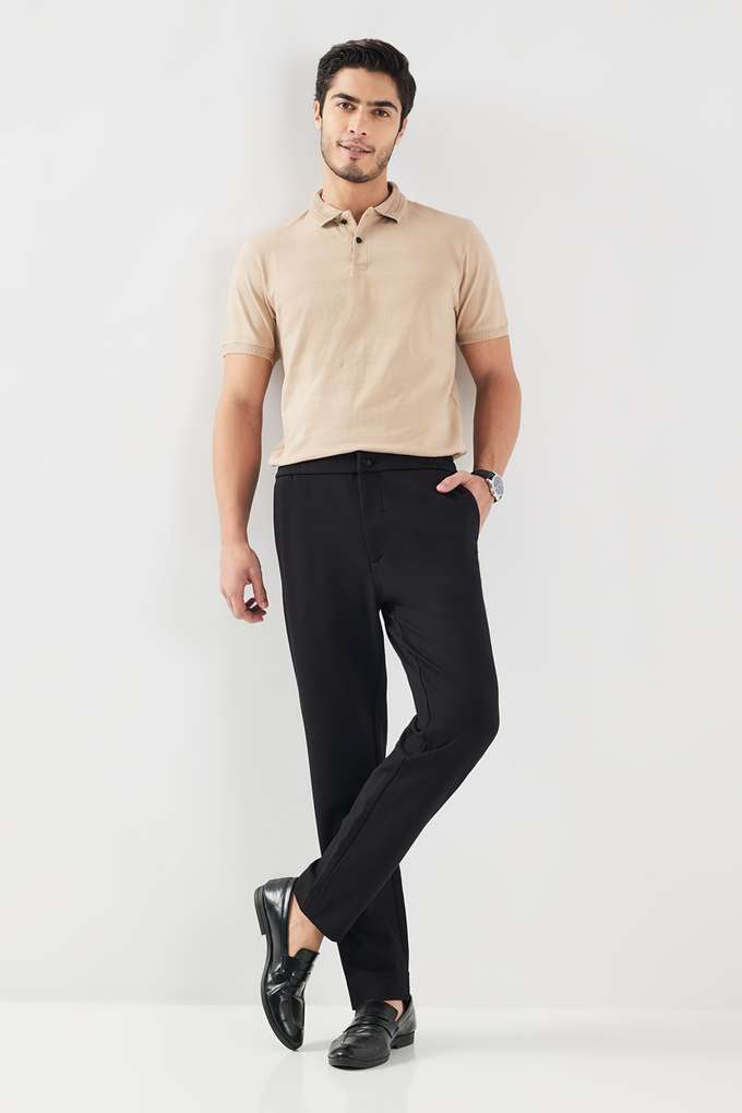 Solid-Blended-Fabric-Slim-Fit-Men-s-Casual-Wear-Trousers