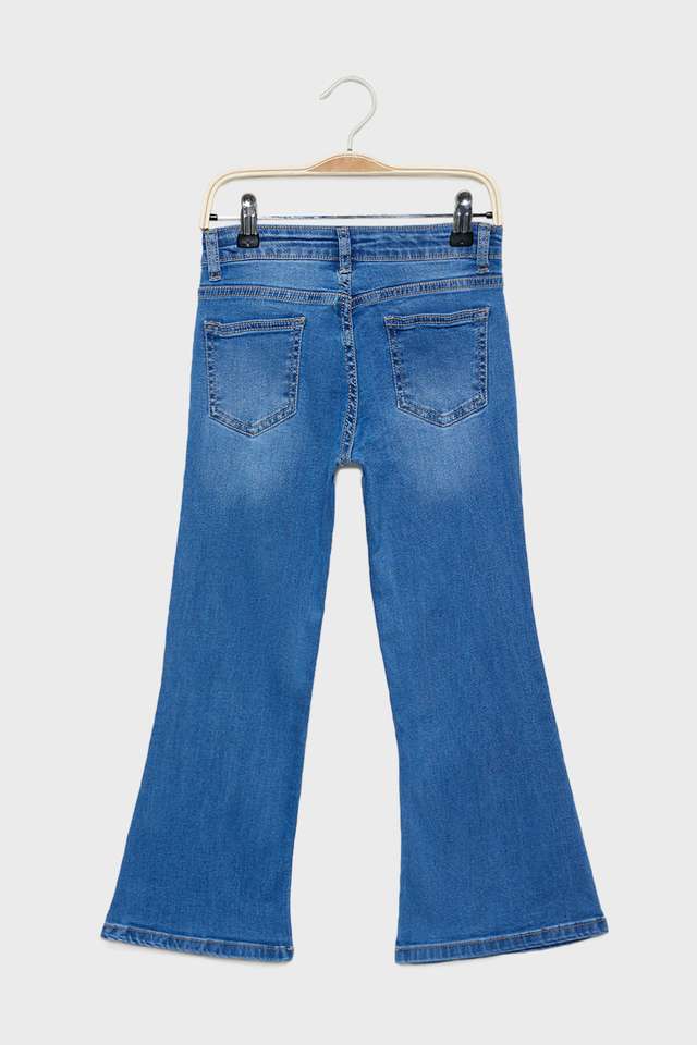 Solid-Blended-Fabric-Flared-Fit-Girls-Jeans