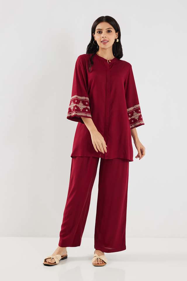 Embroidered-Full-Length-Viscose-Woven-Women-s-Co-Ord-Set