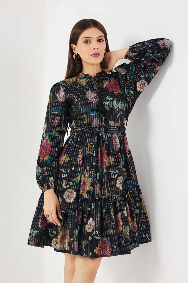 Printed-Cotton-Blend-Round-Neck-Women-s-Ethnic-Dress