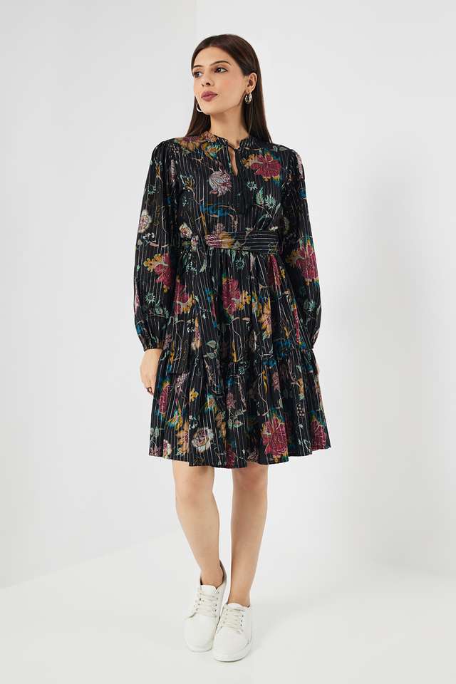 Printed-Cotton-Blend-Round-Neck-Women-s-Ethnic-Dress