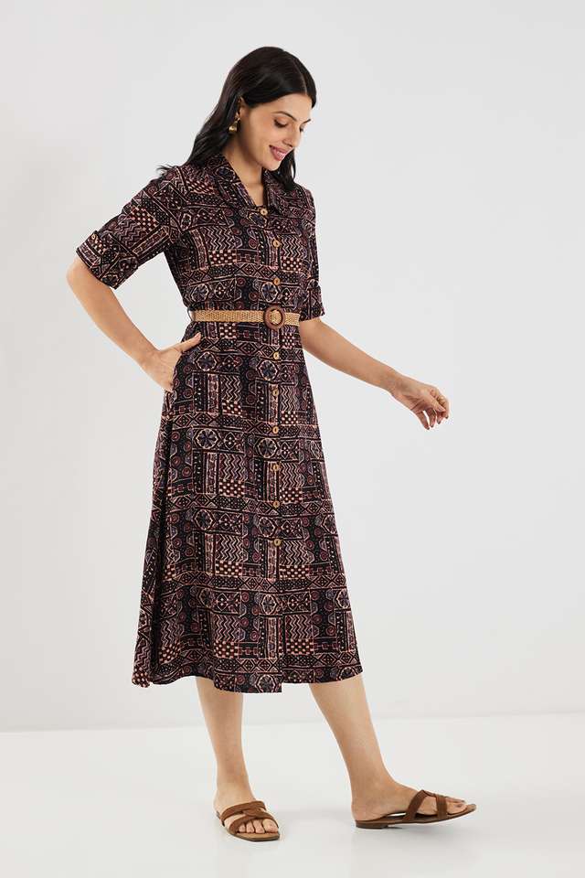 Printed-Round-Neck-Viscose-Women-s-Calf-Length-Ethnic-Dress
