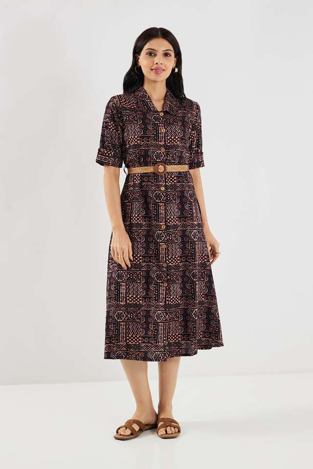 Printed-Round-Neck-Viscose-Women-s-Calf-Length-Ethnic-Dress