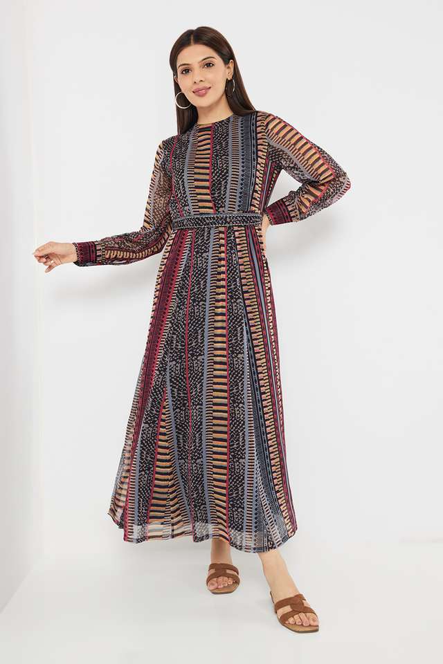 Printed-Chiffon-Collared-Women-s-Ethnic-Dress