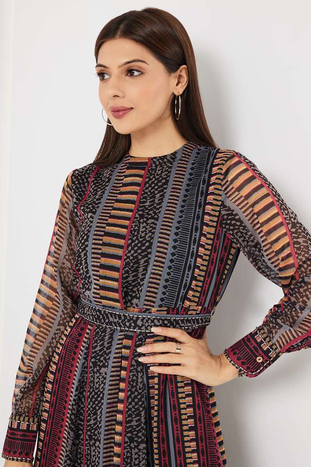 Printed-Chiffon-Collared-Women-s-Ethnic-Dress